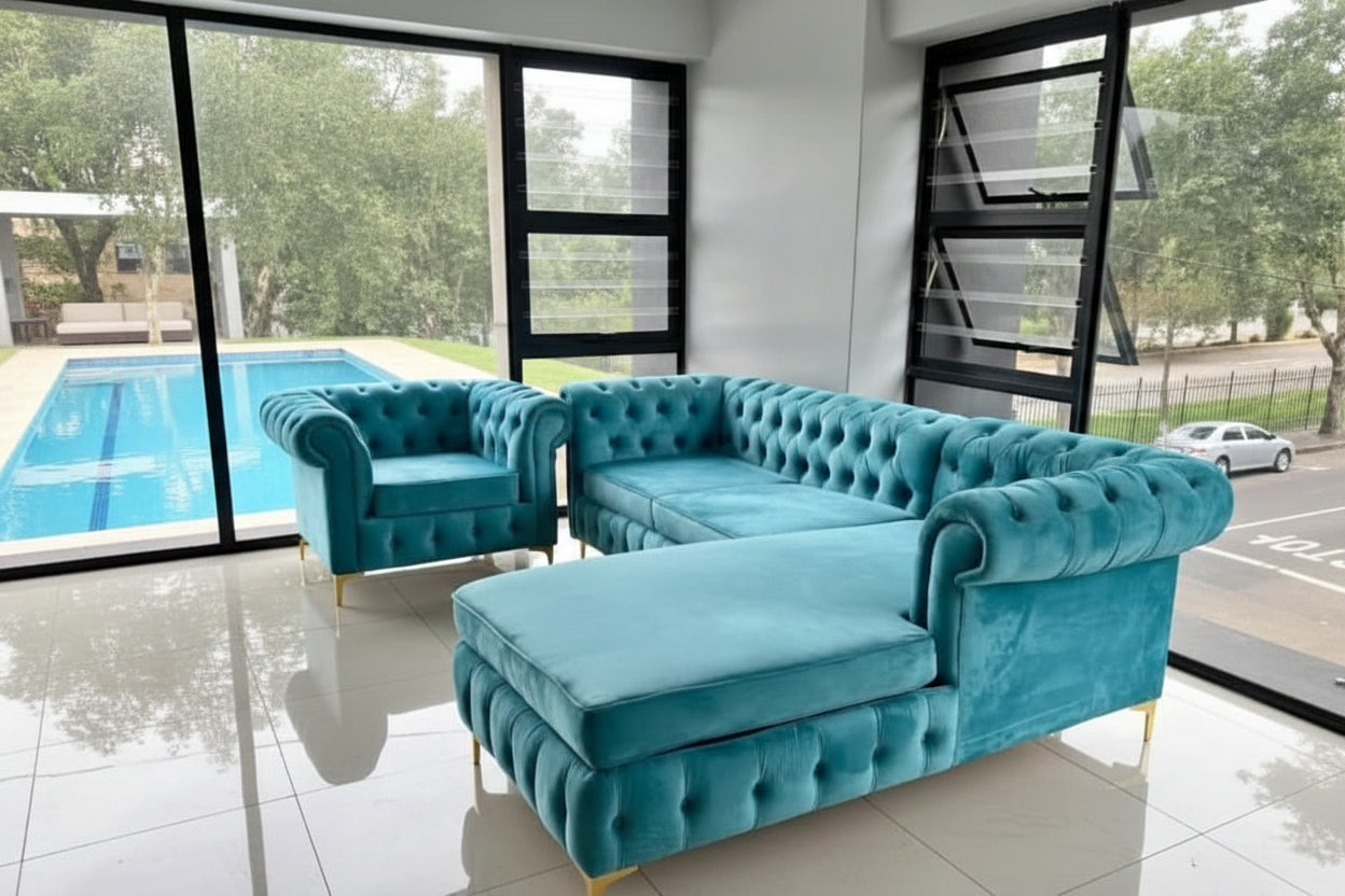 Le-Wett L shaped couch & chair